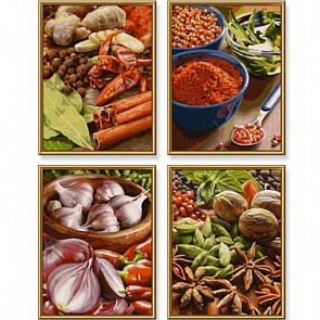 Набор для раскрашивания по номерам 4 картины «Специи», 24 х 18 см. (Schipper, 9340719)